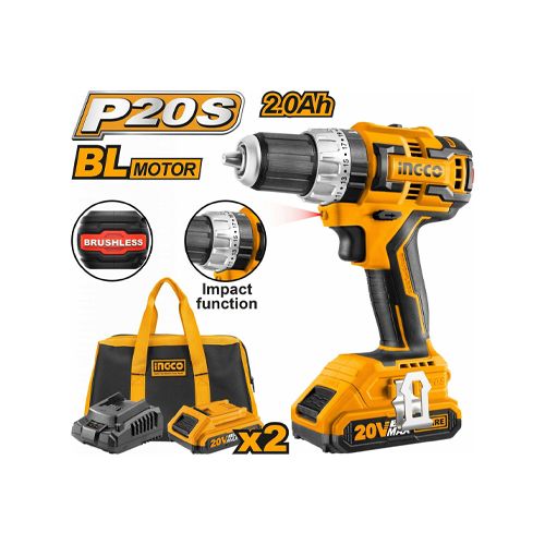 Аккумуляторная безщеточная ударная дрель-шуруповерт Li-Ion INDUSTRIAL CIDLI20608