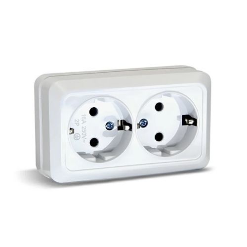 Розетка 2-я о/у з/к 16А белая UNIT ASTRA (8/160)