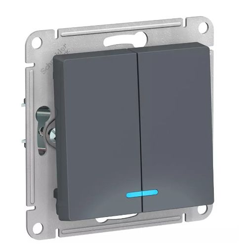 K049 Выкл 2 кл с инд 10А с/у б/рамки "ATLAS" ГРИФЕЛЬ ATN753