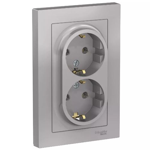 Роз. 2-ная с з/к 16А в сборе алюминий ATLASDESIGN