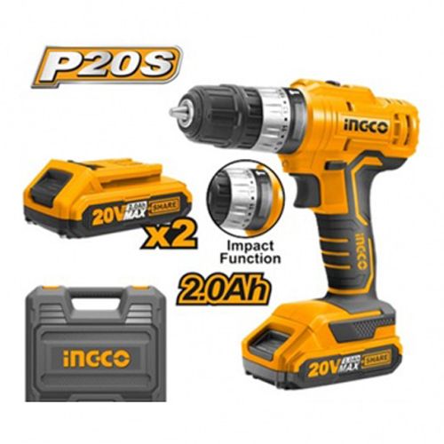 Аккумуляторная ударная дрель шуруповерт Li-Ion INGCO CIDLI20012