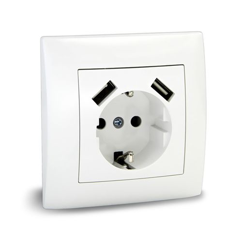 Розетка 1-я с/у з/к 16А + 2 USB 5V 2.1A UNIT VITA