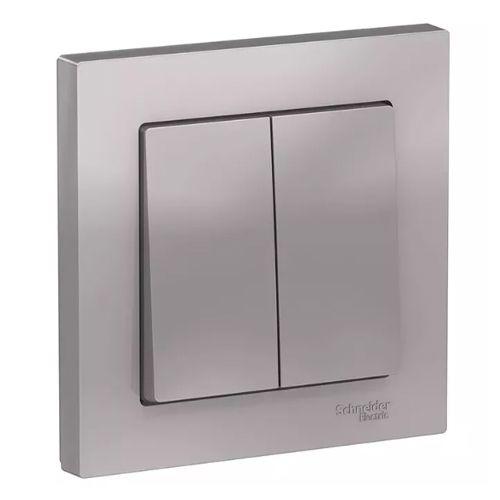 А386 Выкл 2 кл 10А с/у "ATLAS" алюминий