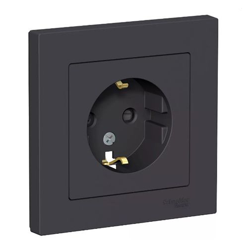 K081 Роз. с з/к 16А с/у з/ш "ATLAS" КАРБОН ATN1044