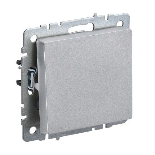 BRITE Выключатель 1-клав проходной 10А ВС10-1-6-БрА алюминий IEK